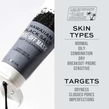 Freeman Exotic Blends Hawaiian Black Salt Peel-Off Face Mask, Detoxifying & Cleansing Facial Mask,