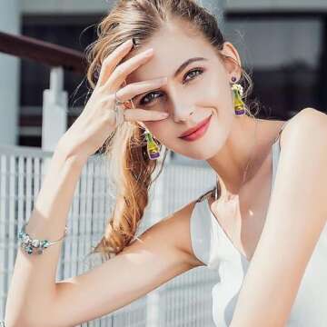 Mardi Gras Earrings Champagne Earrings Champagne Bottle Earrings for Women Pearl Rhinestone Champagne Drop Dangle Earrings Mardi Gras Celebration Holiday Party Earrings Mardi Gras Jewelry Gifts