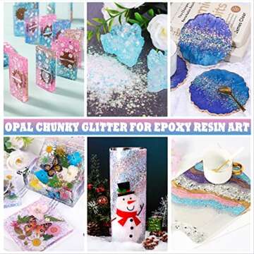 LET'S RESIN Opal Chunky Glitter for Resin, 12 * 10g Craft Powder for Tumblers/Slime, Iridescent Cham...