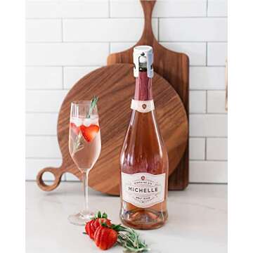 HYZ Champagne Stoppers - Stainless Steel Sparkling Wine Bottle Stopper with Pure Silicone Air Tight Seal - Professional Wine Saver for Champagne，Prosecco and Cava (1*White 1*Pink)