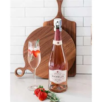 HYZ Champagne Stoppers - Stainless Steel Sparkling Wine Bottle Stopper with Pure Silicone Air Tight Seal - Professional Wine Saver for Champagne，Prosecco and Cava (1*White 1*Pink)