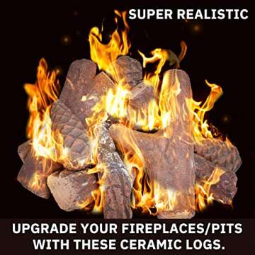 GASPRO Ceramic Logs Set for Fireplaces and Fire Pits