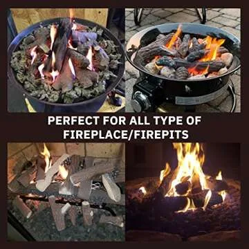 GASPRO Ceramic Logs Set for Fireplaces and Fire Pits
