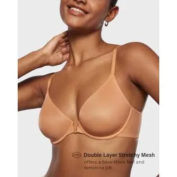 INLYRIC Women's Comfortable Mesh Front Closure Bra