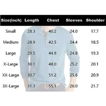 Olidarua Casual Long Sleeve Henley Shirt for Men