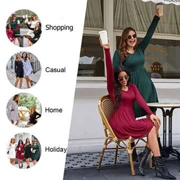 LONGYUAN Black Long Sleeve Womens Casual Dresses 2025 Fall Winter Soft Comfortable Hide Belly Swing Dress XL