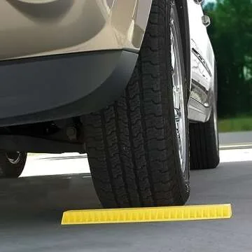 Camco AccuPark Vehicle Parking Aid | Features Heavy Duty High Visible Resin Design | Easy Peel & Stick Installation | Measures 18-1/16" x 3-5/8" x 1-3/8" | 2-Pack (44441)