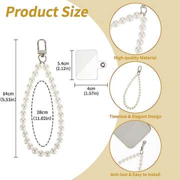Giantree Universal Phone Lanyard, Mobile Phone Chain Beads with 2Pcs Back Patch Phone Pendant Wrist Strap Compatible with Most Cell Phones Mobile Phone Case