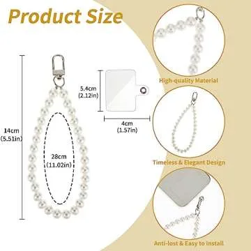 Giantree Universal Phone Lanyard, Mobile Phone Chain Beads with 2Pcs Back Patch Phone Pendant Wrist Strap Compatible with Most Cell Phones Mobile Phone Case