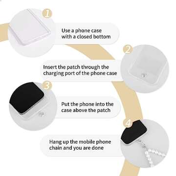 Giantree Universal Phone Lanyard, Mobile Phone Chain Beads with 2Pcs Back Patch Phone Pendant Wrist Strap Compatible with Most Cell Phones Mobile Phone Case