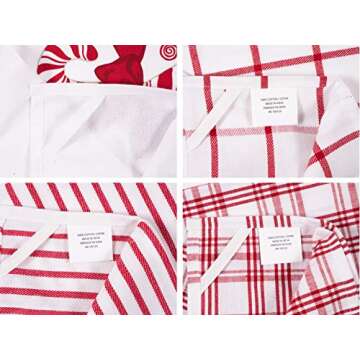 KAF Home Pantry Kitchen Holiday Dish Towel Set of 4, 100-Percent Cotton, 18 x 28-inch (Candy Cane Mints)