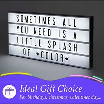 My Cinema Lightbox - XXL Letter Board 24" x 12" - 3 Modes Light Box Light Up Letter Sign - White LED Lightbox for Movie Theatre Decor - Letter Board Sign with 160 Letters, Numbers and Symbols