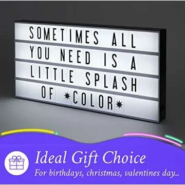 My Cinema Lightbox - XXL Letter Board 24" x 12" - 3 Modes Light Box Light Up Letter Sign - White LED Lightbox for Movie Theatre Decor - Letter Board Sign with 160 Letters, Numbers and Symbols