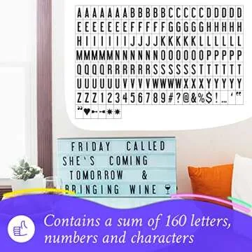 My Cinema Lightbox - XXL Letter Board 24" x 12" - 3 Modes Light Box Light Up Letter Sign - White LED Lightbox for Movie Theatre Decor - Letter Board Sign with 160 Letters, Numbers and Symbols