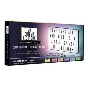 My Cinema Lightbox - XXL Letter Board 24" x 12" - 3 Modes Light Box Light Up Letter Sign - White LED Lightbox for Movie Theatre Decor - Letter Board Sign with 160 Letters, Numbers and Symbols