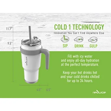 Reduce Tumbler 40 oz White Powdercoat Eco-Friendly Hydration