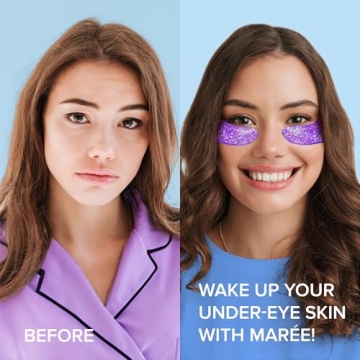 MAREE Eye Gels - Under Eye Patches for Puffy Eyes and Dark Circles with Natural Marine Collagen & Hyaluronic Acid - Anti-Aging Eye Masks for Face to Soothe Puffiness, Undereye Patches for Wrinkles