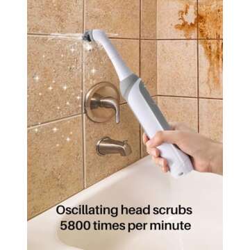 kHelfer Rechargeable Electric Grout Brush with Built-in Battery, Upgraded KH6A Stainless Steel Wire Power Brush & IPX7 Waterproof, Cordless Cleaning Brush & 5 Replacement Heads for Grout, Crevice