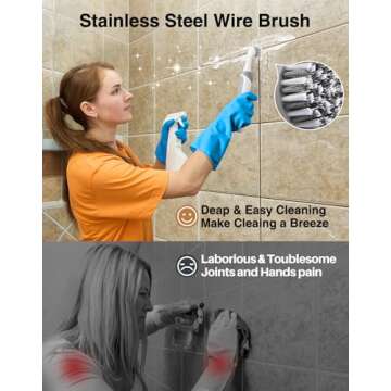 kHelfer Rechargeable Electric Grout Brush with Built-in Battery, Upgraded KH6A Stainless Steel Wire Power Brush & IPX7 Waterproof, Cordless Cleaning Brush & 5 Replacement Heads for Grout, Crevice