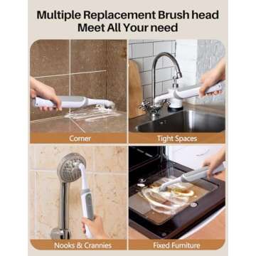 kHelfer Rechargeable Electric Grout Brush with Built-in Battery, Upgraded KH6A Stainless Steel Wire Power Brush & IPX7 Waterproof, Cordless Cleaning Brush & 5 Replacement Heads for Grout, Crevice