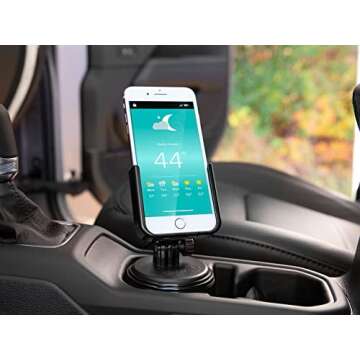 WeatherTech CupFone – Adjustable, Universal Cup Holder Phone Mount Accessory for Car – Compatible with iPhone & Other Smartphones – Open Access Design for Cell Phone Charging