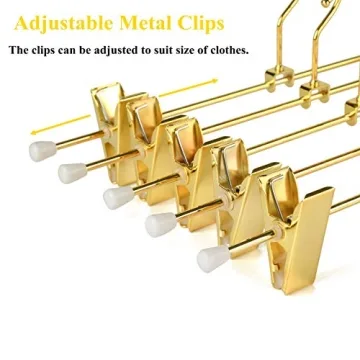 Amber Home 20 Pack Stylish Gold Metal Pants Hangers