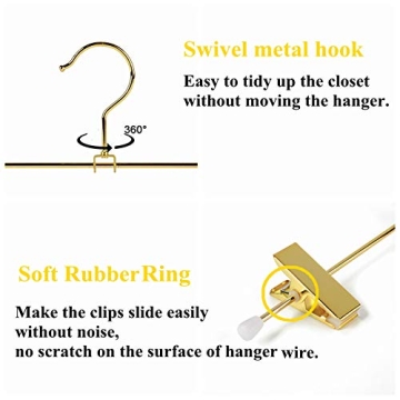 Amber Home 20 Pack Stylish Gold Metal Pants Hangers
