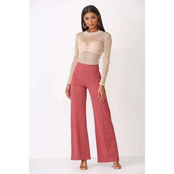 Cemi Ceri Women's High Waist Dress Pants, Large, Dark Fall Blush