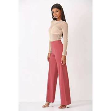 Cemi Ceri Women's High Waist Dress Pants, Large, Dark Fall Blush