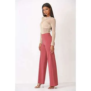 Cemi Ceri Women's High Waist Dress Pants, Large, Dark Fall Blush