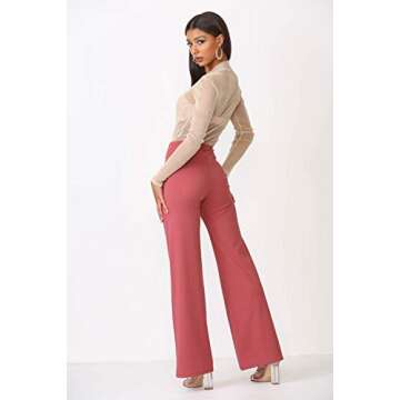 Cemi Ceri Women's High Waist Dress Pants, Large, Dark Fall Blush