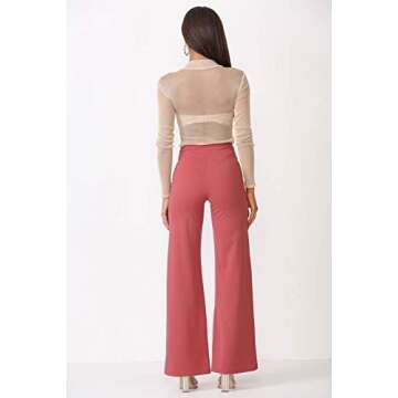 Cemi Ceri Women's High Waist Dress Pants, Large, Dark Fall Blush