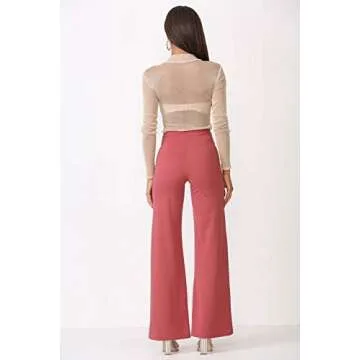 Cemi Ceri Women's High Waist Dress Pants, Large, Dark Fall Blush