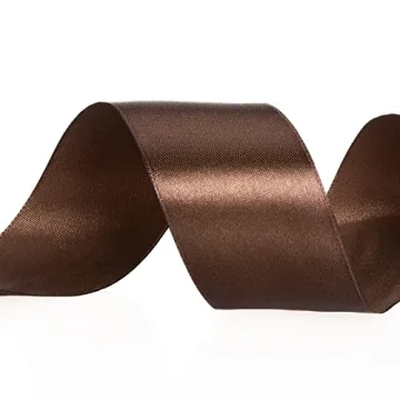 Premium YASEO 1 1/2 Inch Brown Satin Ribbon for Crafts and Gifts