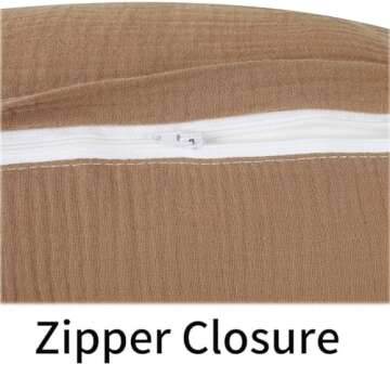 Muslin Nursing Pillow Cover Soft 100% Cotton Feeding Pillow Slipcover Fits Standard Infant Nursing Pillow or Positioner for Baby Girl and Boy, Brown