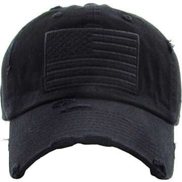 KBVT-209 BLK Tactical Operator with USA Flag Patch US Army Military Baseball Cap Adjustable