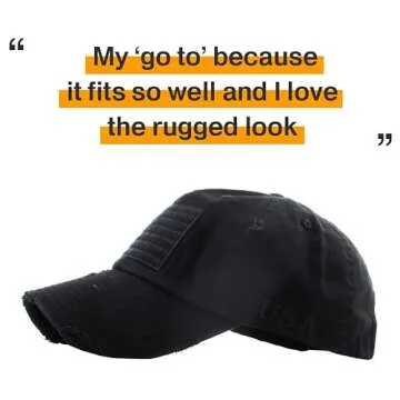 KBVT-209 BLK Tactical Operator with USA Flag Patch US Army Military Baseball Cap Adjustable