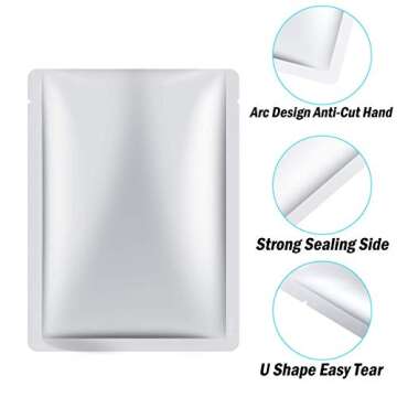 Bedexut 30 Pieces 3 Sizes Mylar Bags for Long Term Food Storage,4.5 Mil Thick; Mylar Aluminum Foil Flat Heat Sealing Bags with Rounded Corners,Keep Fresh Vacuum Sealer Pouch for Food Coffee Tea Beans