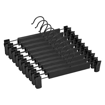 NORTHERN BROTHERS Black Plastic Pants Hangers - 30 Pack, Adjustable Clip Hangers for Skirts and Trou...
