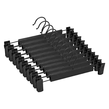 NORTHERN BROTHERS Black Plastic Pants Hangers - 30 Pack, Adjustable Clip Hangers for Skirts and Trou...