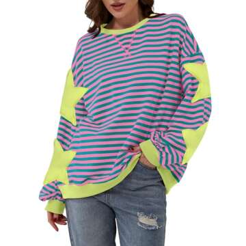 Trendy TERIVEEK Oversized Striped Sweatshirt for Women