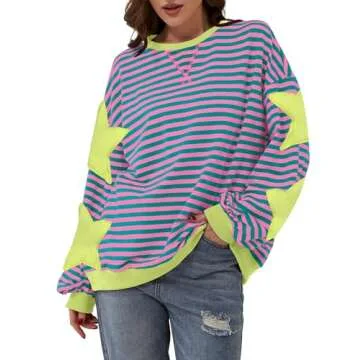 Trendy TERIVEEK Oversized Striped Sweatshirt for Women