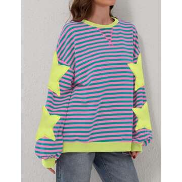 Trendy TERIVEEK Oversized Striped Sweatshirt for Women
