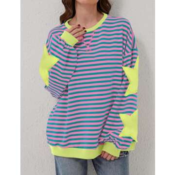 Trendy TERIVEEK Oversized Striped Sweatshirt for Women