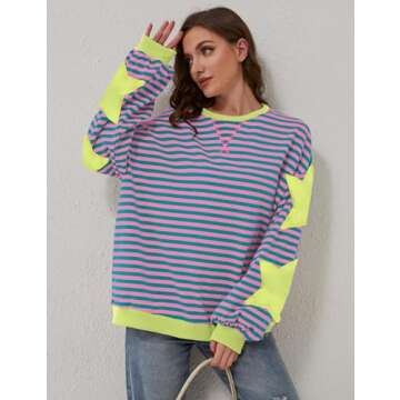 Trendy TERIVEEK Oversized Striped Sweatshirt for Women