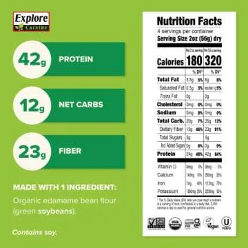 Explore Cuisine Organic Edamame Spaghetti - Protein-Packed Gluten-Free Pasta Alternative, 2 Pack