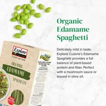 Explore Cuisine Organic Edamame Spaghetti - 8 oz, Pack of 2 - Easy-to-Make Pasta - High in Plant-Based Protein - Non-GMO, Gluten Free, Vegan, Kosher - 8 Total Servings