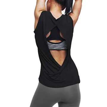Mippo Women's Open Back Workout Tank Top for Yoga Fitness