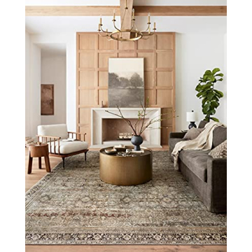 Loloi Layla Collection, LAY-03 Olive/Charcoal 2'-3" x 3'-9" .13" Thick, Accent Rug, Soft, Durable, V...