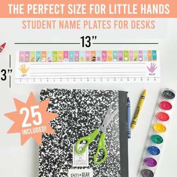 Hadley Designs 25 Colorful Desk Name Plates for Classroom, Student Name Tags for Desks, Student Name...